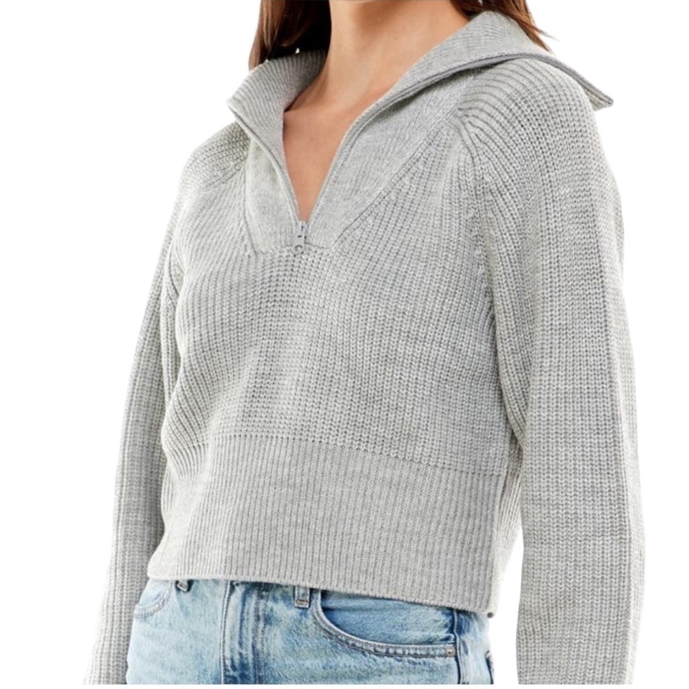 Wayf - Nelle Half Zip Oversized Collar Pullover Sz M